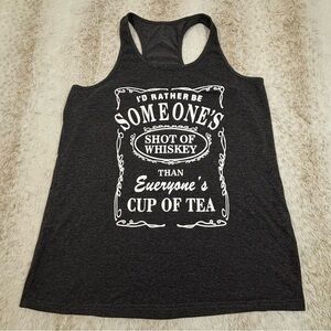 Shot of Whiskey Graphic Tank Top XL Racerback Gray Funny Quote